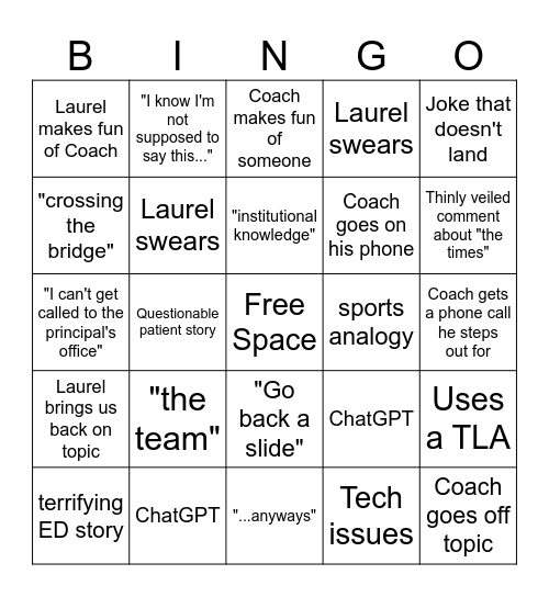 BORING THINGS DAY Laurel x Apurv BINGO Card