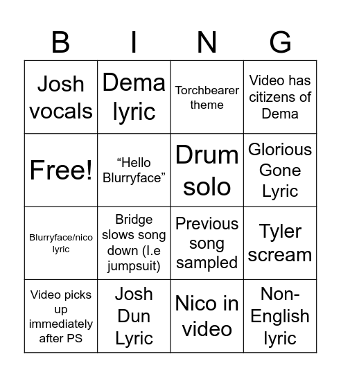 The Contract Bingo Card