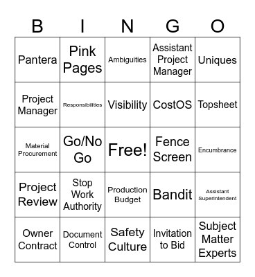 BOOT CAMP BINGO Card