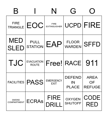 FIRE & LIFE SAFETY Bingo Card
