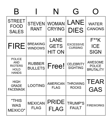 RIOT BINGO Card