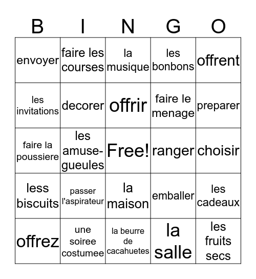 Chap. 2, Vocab. 2 Bingo Card