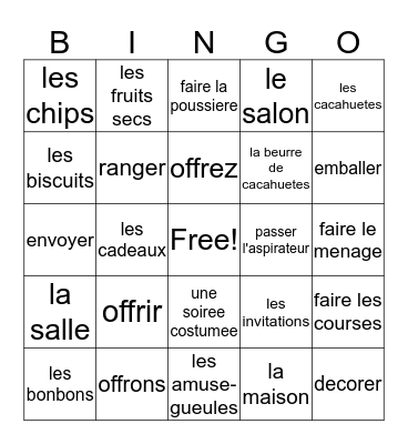 Chapter 2, Vocabulary 2 Bingo Card