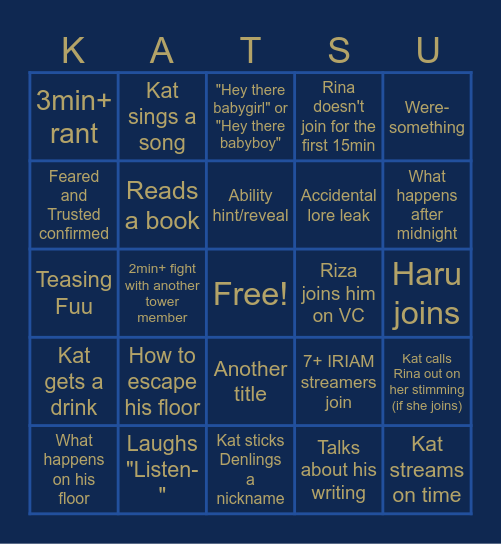 Katsu(don) Debut Bingo Card