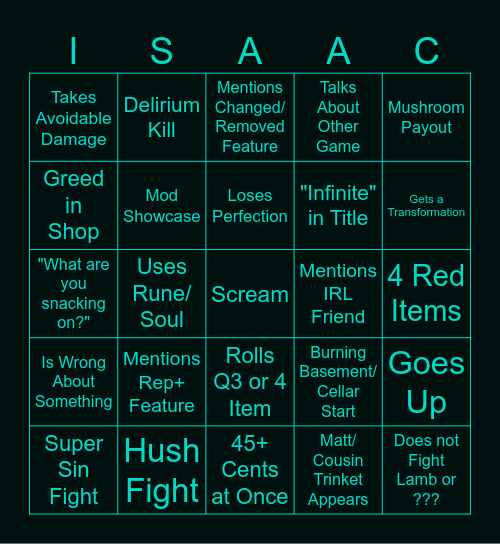 LazyMattman Bingo Card