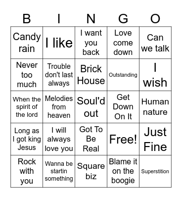 Old School Music Bingo Card