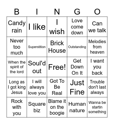 Old School Music Bingo Card