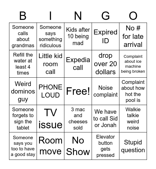 Work Bingo Card