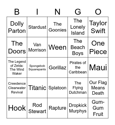 Pirates, Oceanic Trivia, & Aquatic Tunes Bingo Card