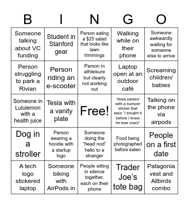 Palo Alto Bingo Card