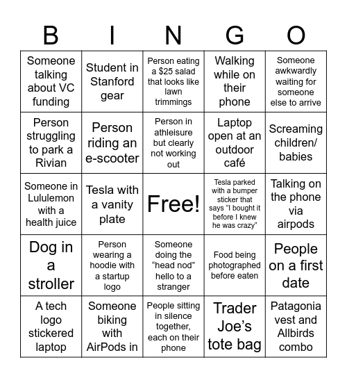 Palo Alto Bingo Card