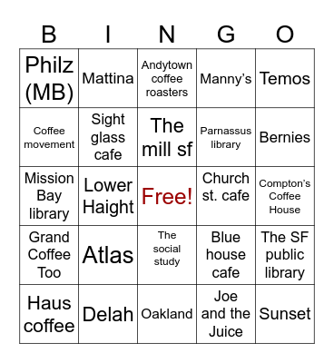 STEP 2 COFFEE SHOP BINGO Card