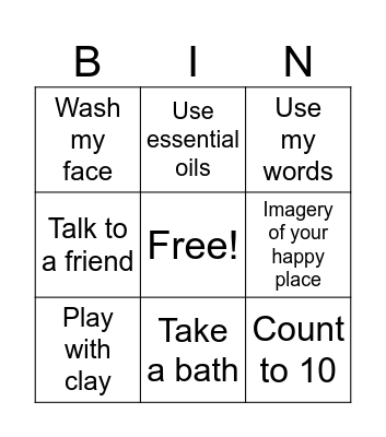 Anger Management Bingo Card
