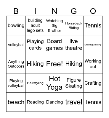 What's Your Hobby? Bingo Card