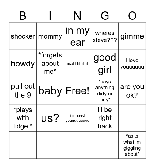 boyfriend bingo Card