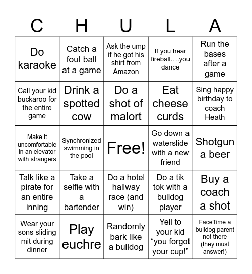 CHULA VISTA FUN Bingo Card