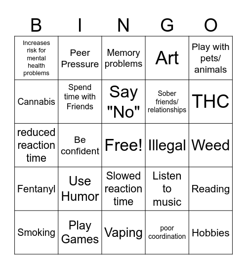 Marijuana BINGO Card