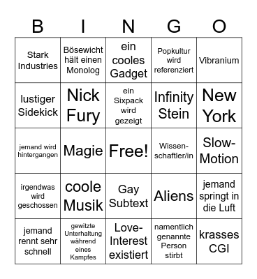 Marvel Bingo mit Johanna Bingo Card