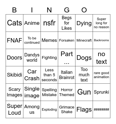 My movie Bingo Card