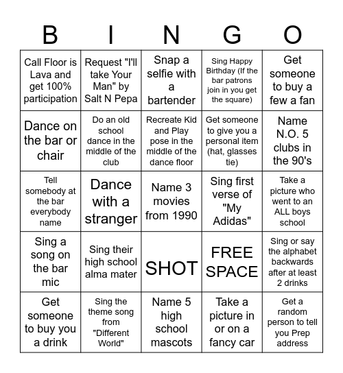 Honey Do List Bingo Card