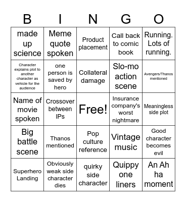 Spiderman: No way home Bingo Card