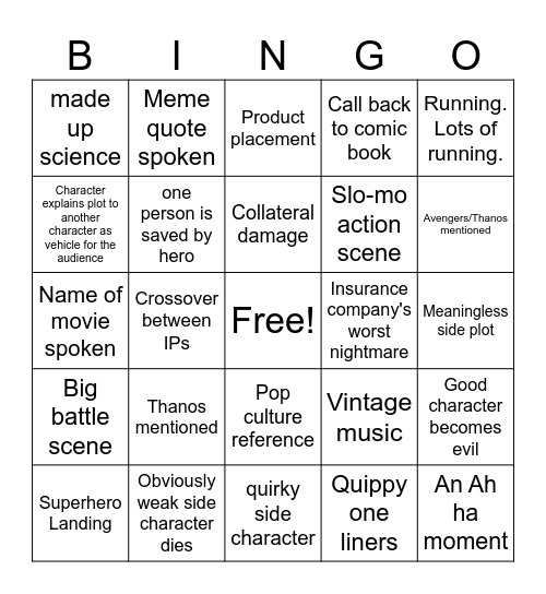 Spiderman: No way home Bingo Card