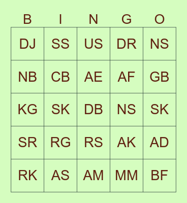 Random Letters Bingo Card