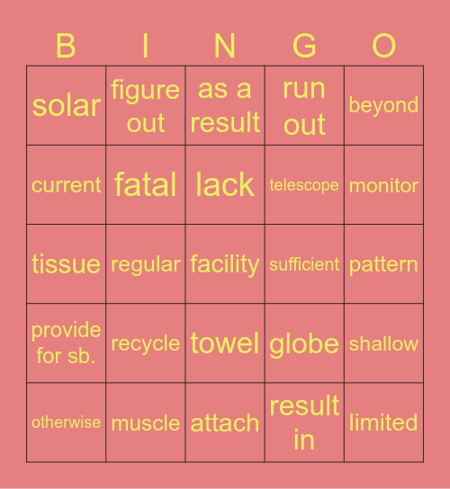 Unit 4 latter part Bingo Card