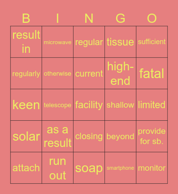 Unit 4 latter part Bingo Card