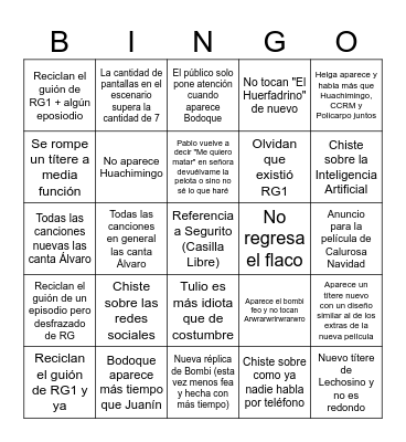 BINGO de Radio Guaripolo II (versión negativa) Bingo Card