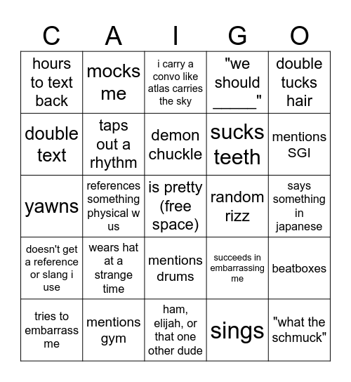 CAIGO Bingo Card
