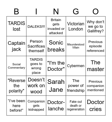 Doctor Who Season 2 Bingo 2005 Bingo Card