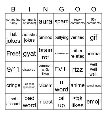 ig bingo (save me) Bingo Card