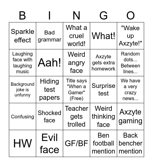 Axzyte Bingo Card