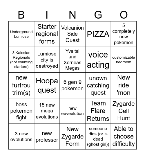 Legends Z-A Bingo!!!!!!! Bingo Card