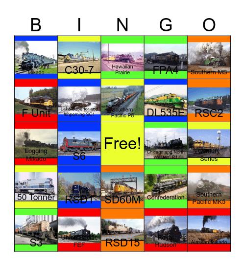 Children's Events Trains around North America would happen sometime in the future Bingo Card
