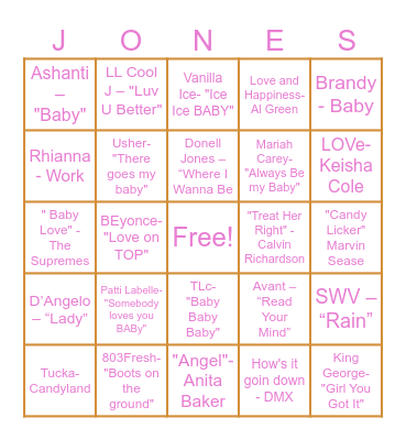 BABY JONES BINGO Card