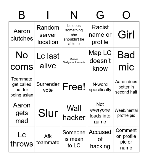 CS Bingo Card