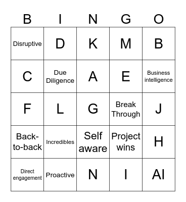 Sales Kick Off! Buzzwords Bingo Card