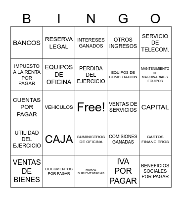 BINGO CONTABLE Bingo Card