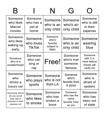 Human Bingo Card