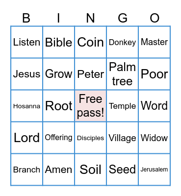 Bible Bingo Card