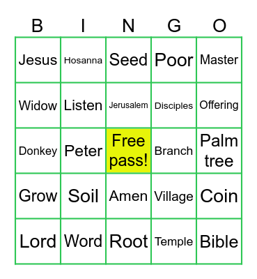 Bible Bingo Card