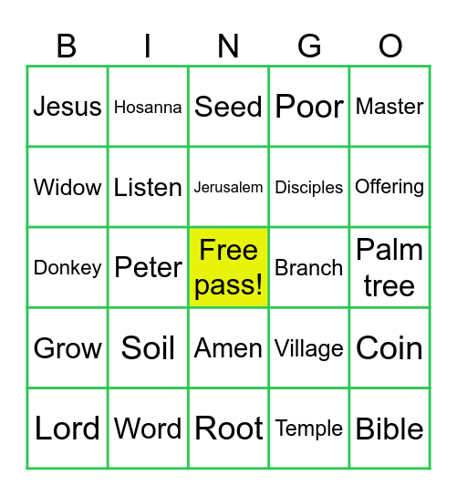 Bible Bingo Card