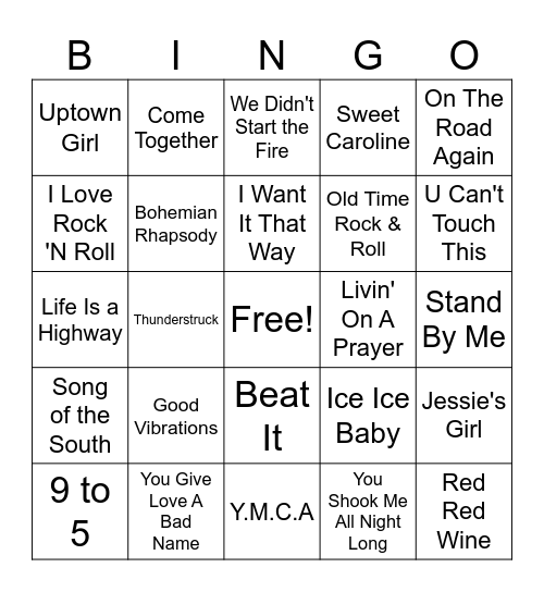 Musical Bingo #2 Bingo Card