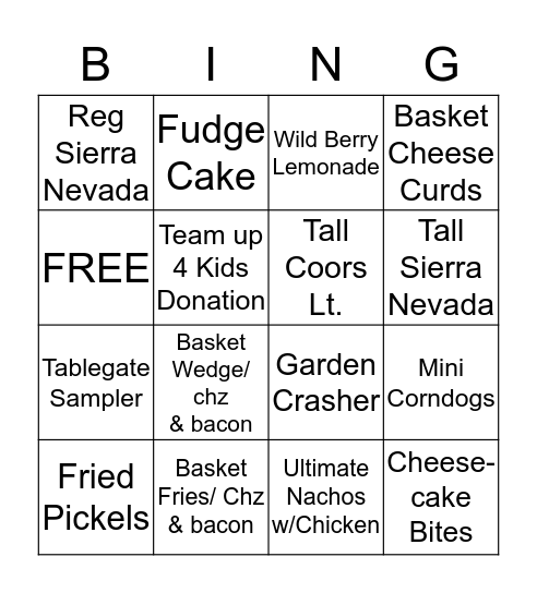 Buffalo Bingo Card