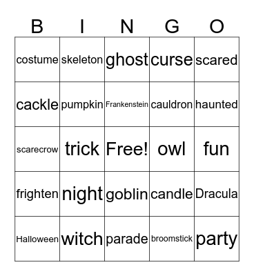 Halloween Bingo Card