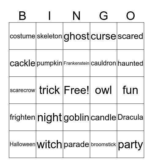 Halloween Bingo Card