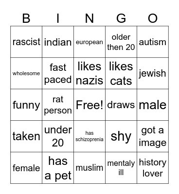 New person Bingo Card