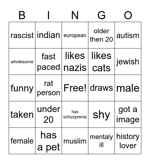 New person Bingo Card